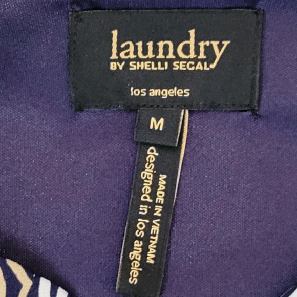 Laundry By Shelli Segal Navy Blue White Orange Print Shift Dress Size M - Picture 9 of 11